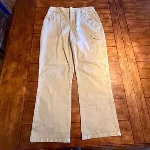 Villager Sport (Liz Claiborne) Khaki Stretch Cargo Pants Women Size 12 Cotton